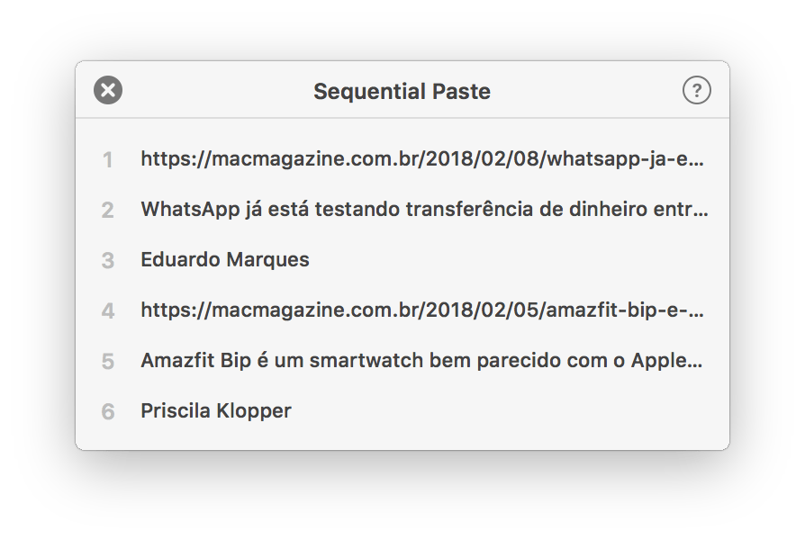 Tekstistringid on kopeeritud macOS-i Pasteboti