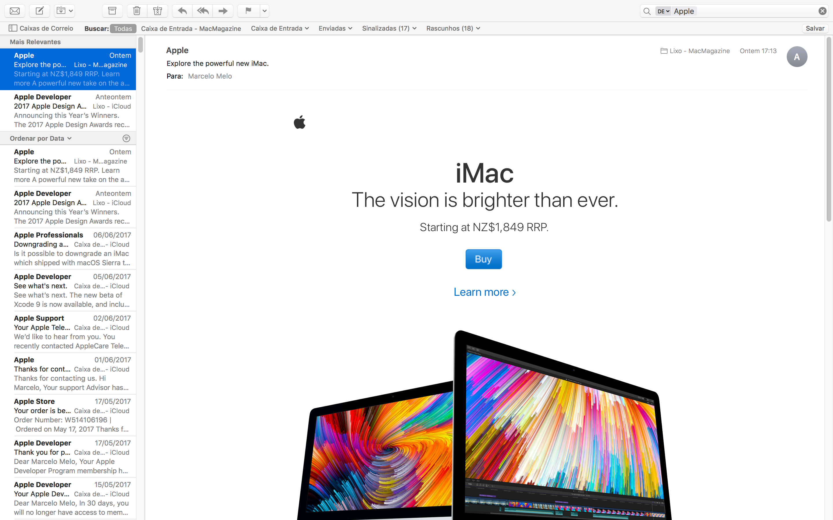 MacOS High Sierra 10.13 beetaversiooni ekraanipilt