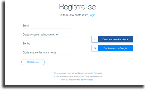Registreeruge tasuta veebisaidi loomiseks