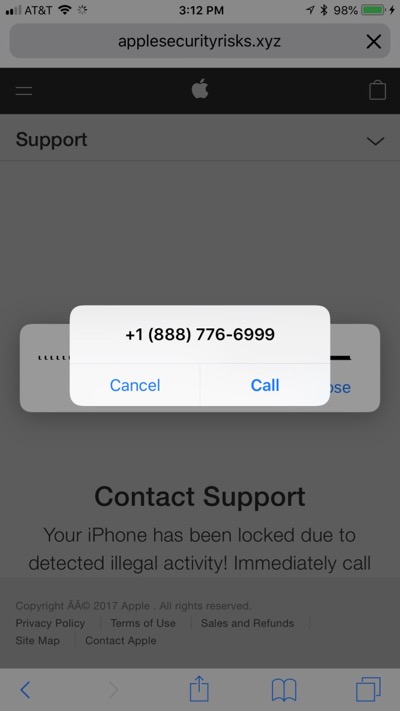 Ekraanipilt numbrist, millele kasutaja helistada kutsub