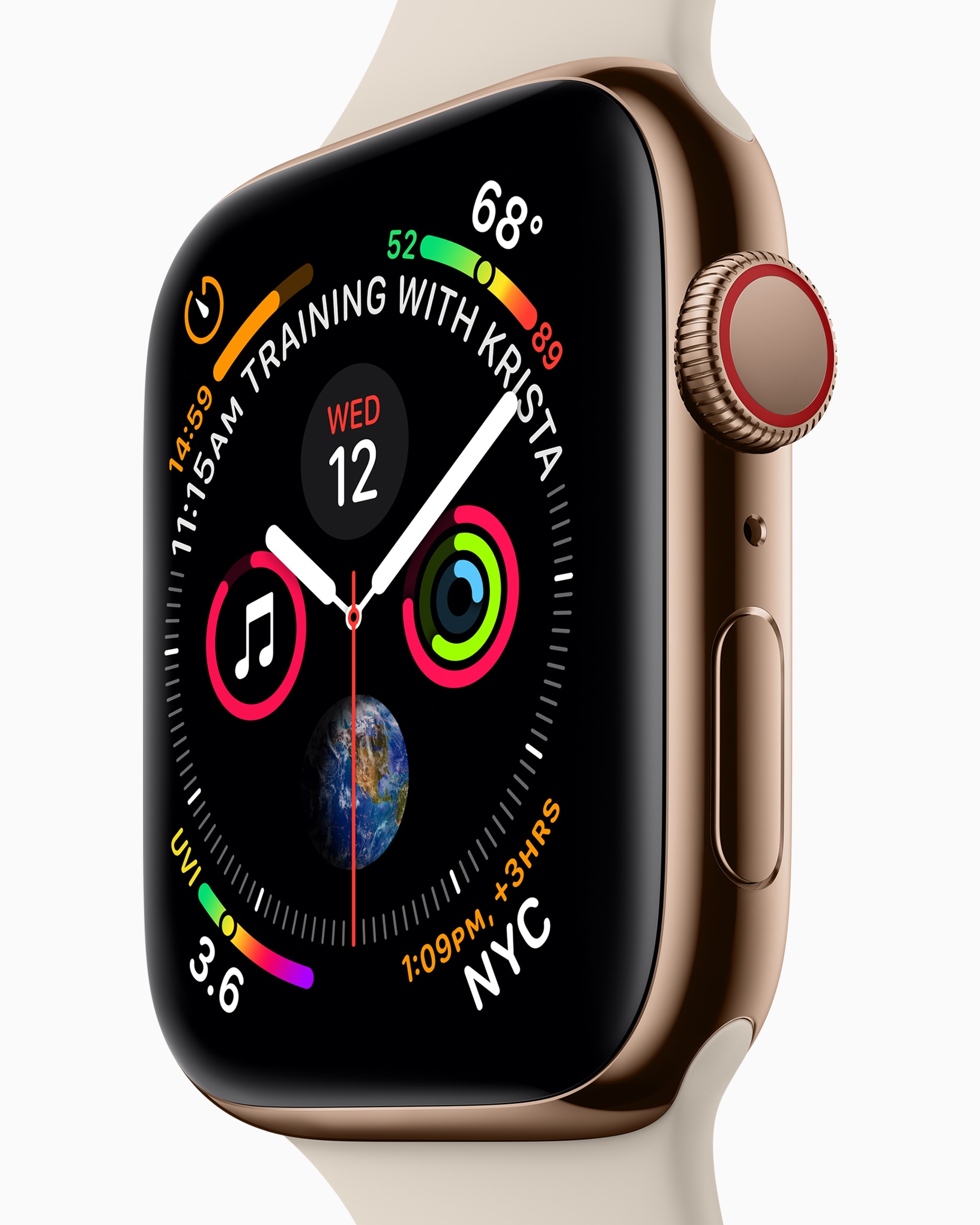 Apple Watch Series 4 täisvalimisnupp koos külgsete komplikatsioonidega