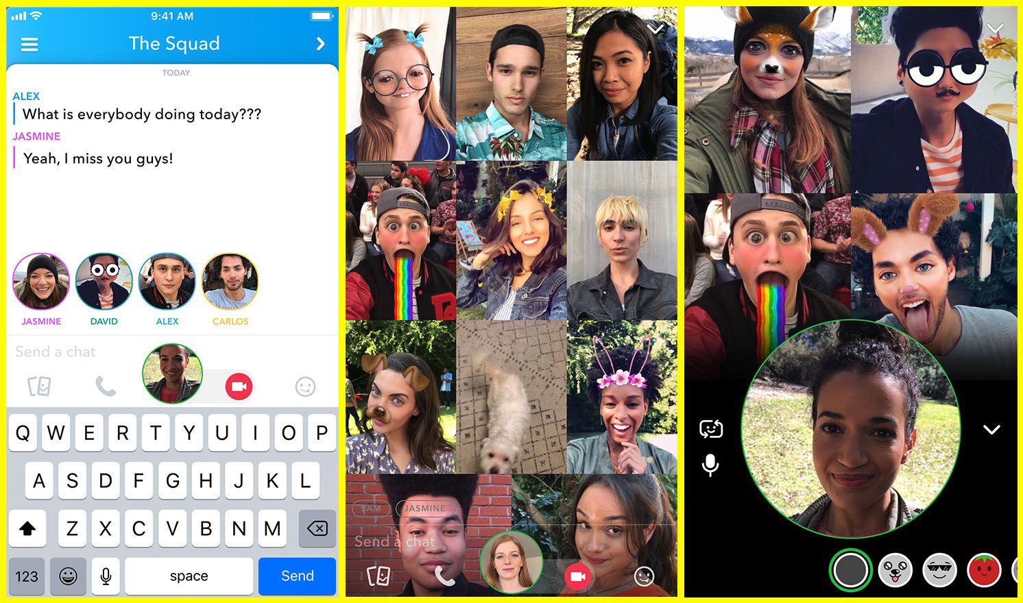 Uus Snapchati rühma videokõne