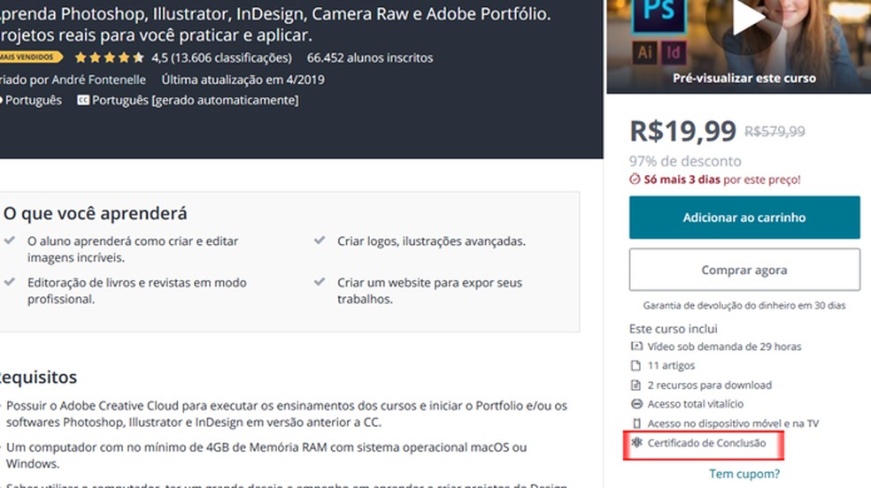 Kontrollige, kas kursusel pakutakse fototunnistust: Reproduo / Mariana Coutinho