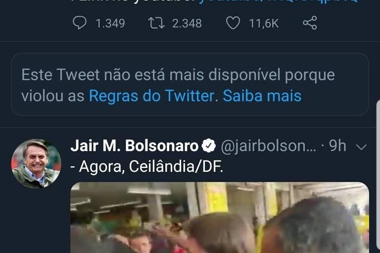 Sõnum Bolsonaro postituse kohta kustutati Twitterist