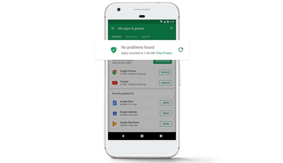 Google Play Protect Androidi algne viirusetõrjefoto: Divulgao / Google