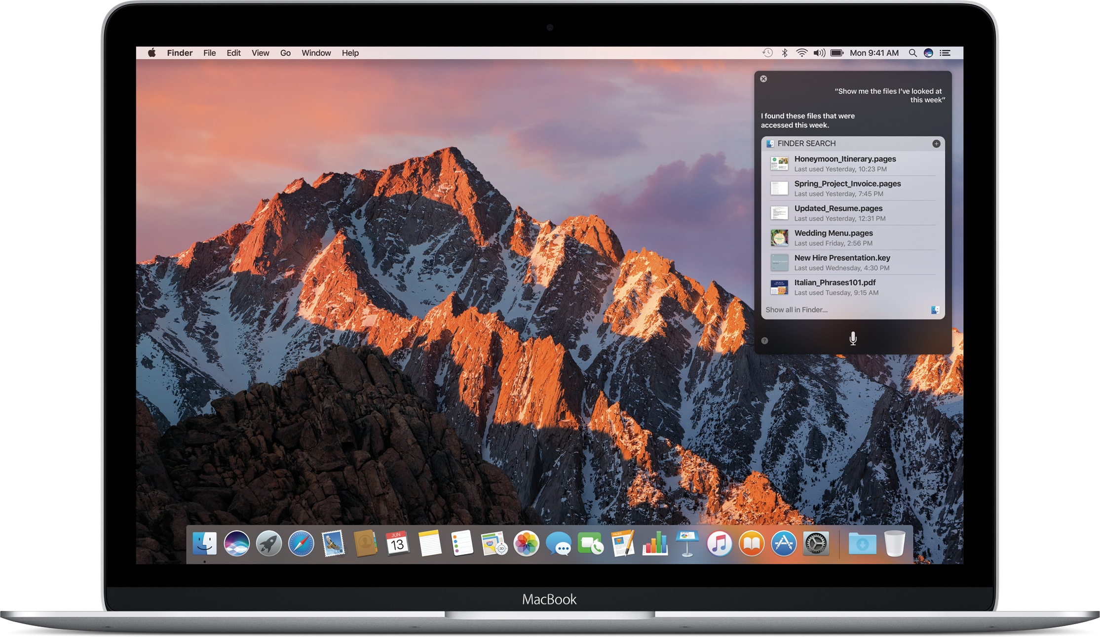 macOS Sierra koos Siri MacBooki otsingutulemustega