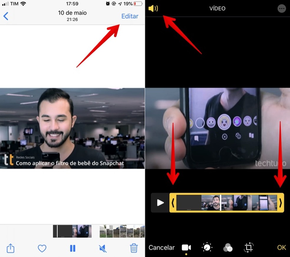 Juurdepääs iOS 13 videoredaktori fotole: Reproduo / Helito Beggiora