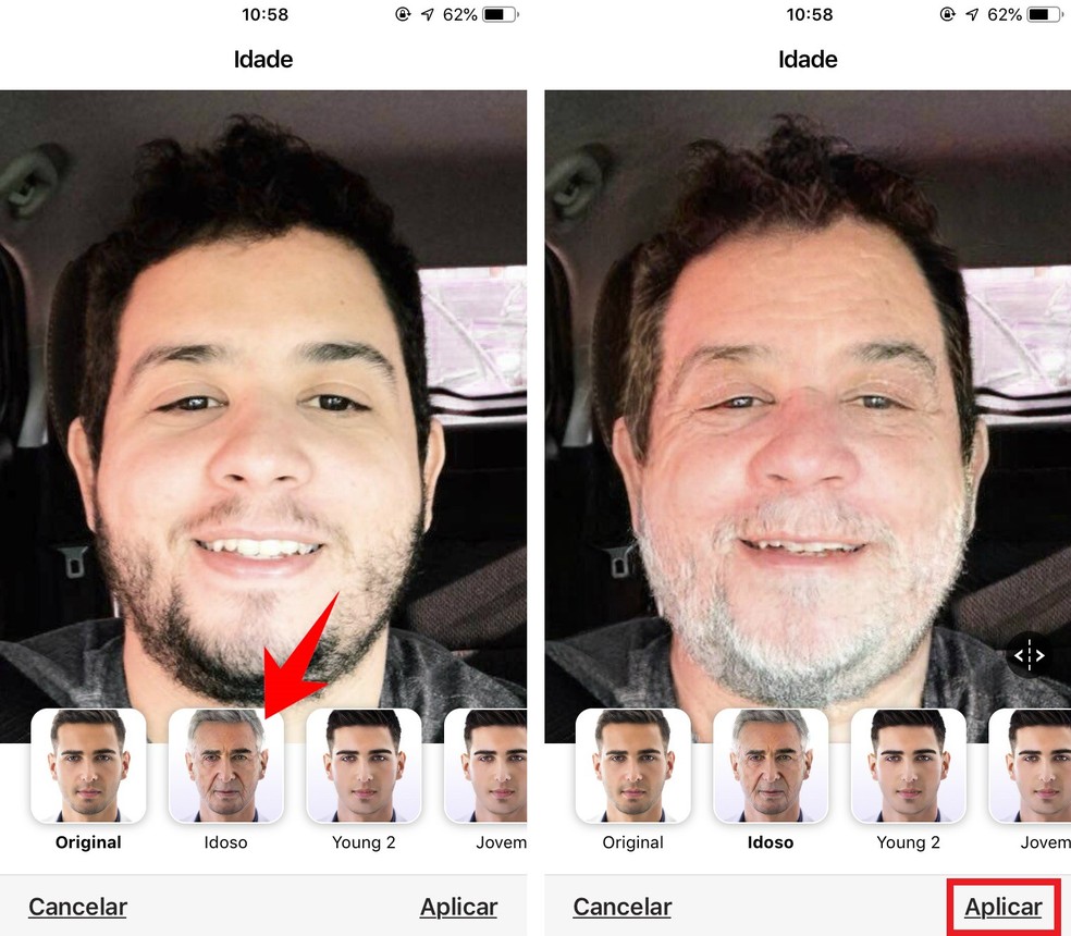 FaceApp muudab kasutaja fotot, andes näole vanema ilme Foto: Reproduo / Rodrigo Fernandes