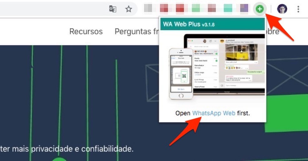 Millal WhatsAppi käivitama Chrome'i foto WA Web Plus laiendi kaudu: Reproduo / Marvin Costa