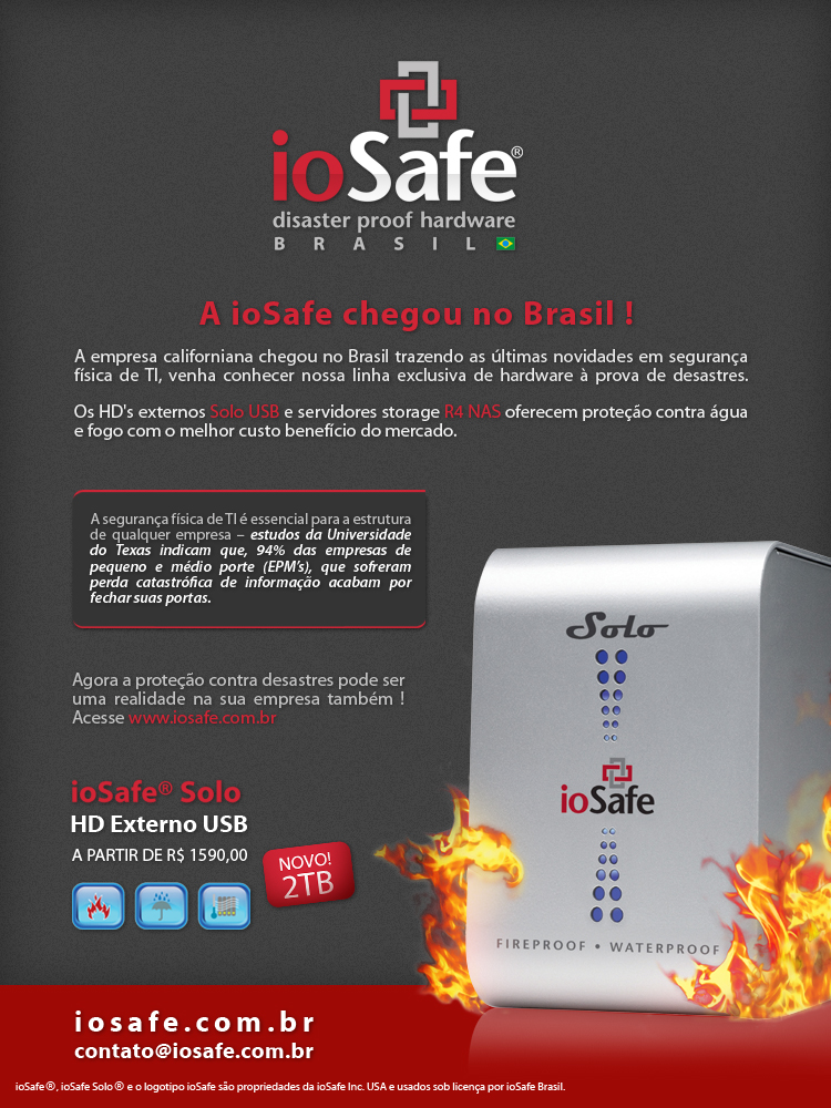 ioSafe maandus Brasiilias ja pakkus HD Solo sarja, mis on tule- ja veekindel