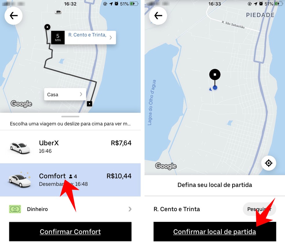 Taotlege kategoorias Uber Comfort sõitu fotorakenduse kaudu: Reproduo / Rodrigo Fernandes