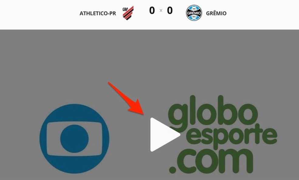Athletico ja Grmio vahelise matši ülekande alustamise tegevus Globoesporte.com-il Foto: Reproduo / Marvin Costa