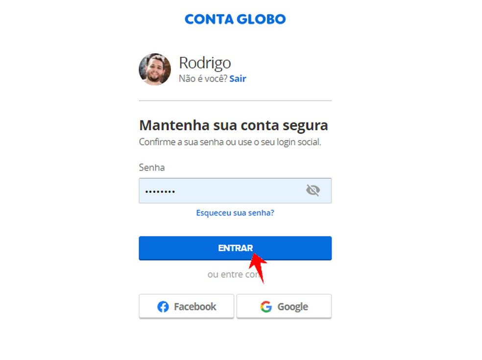 Globo konto fotodele juurdepääsu kinnitamine: Reproduo / Rodrigo Fernandes
