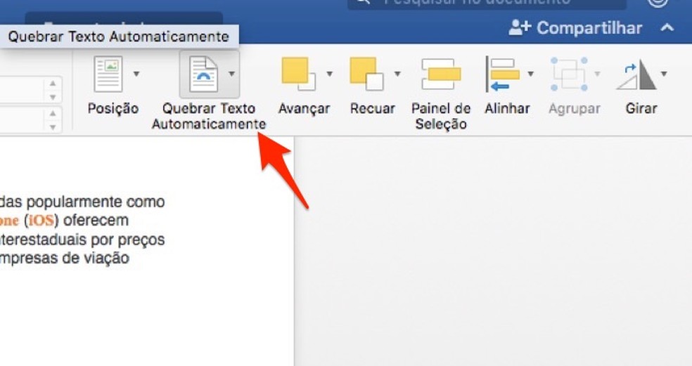 Kui soovite vaadata tekstimurdmisvõimalusi Microsoft Wordi fotodokumendis: Reproduo / Marvin Costa