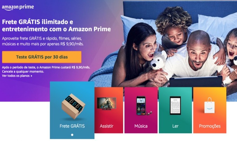 Amazon toob turule teenusepaketid ja -toetused, mille igakuine tellimus on 9,90 R $. Foto: Reproduo / Amazon Prime