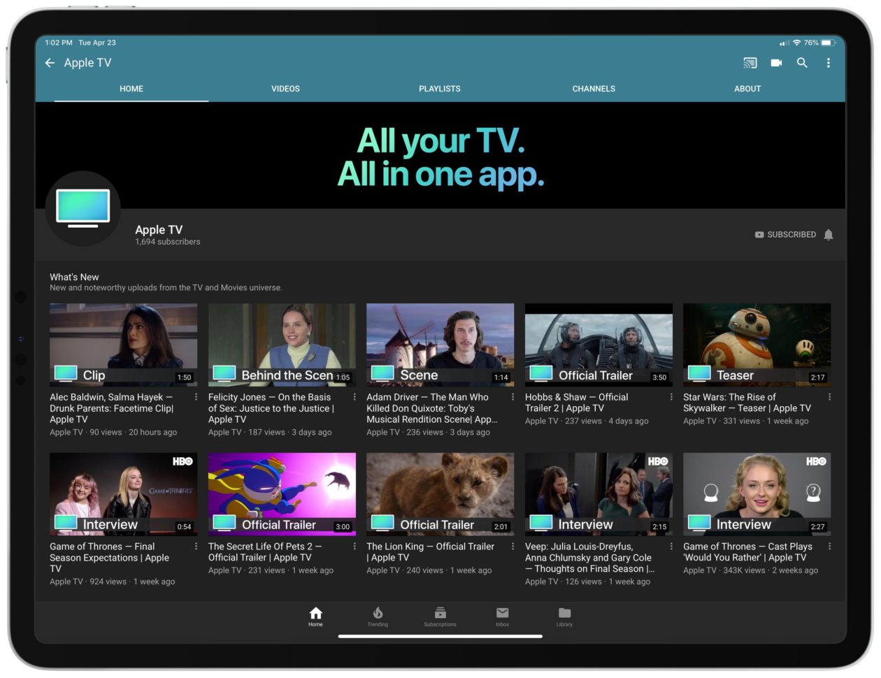 Apple TV kanal jõudis YouTube'i platvormi sisu reklaamimiseks