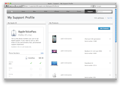 Apple - Profil Dukungan Saya