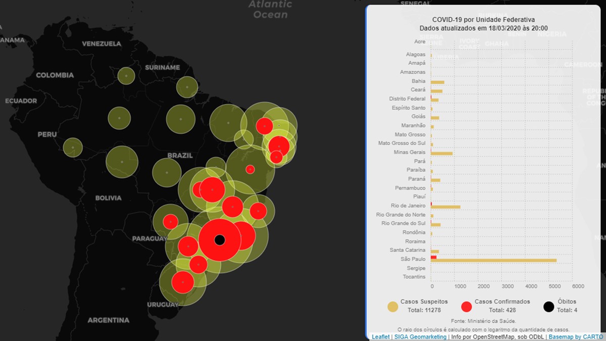 Brasiilia koronaviiruse kaart: Covid-19 juhtumeid jälgiv veebisait riikide kaupa Kaart ja asukoht