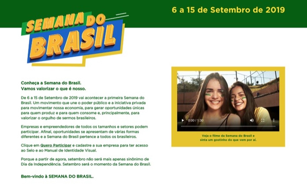 Semana do Brasili reklaamikampaania veebisait Foto: Reproduo / Marvin Costa