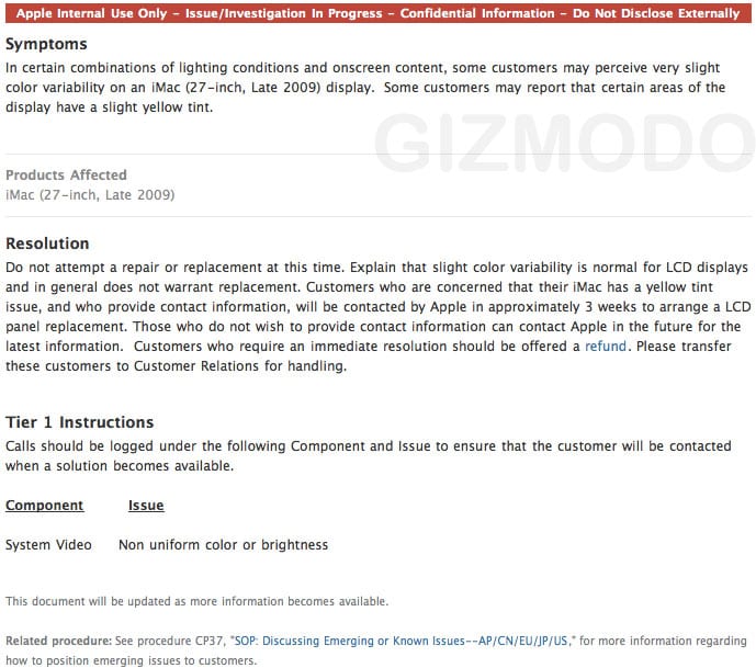 Gizmodo paljastas Apple'i sisemised märkused uue iMaci ekraaniprobleemide kohta