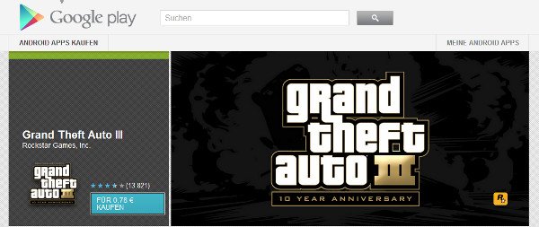 Grand Theft Auto 3 ainult 0,78 (R $ 2) eest Google Play poes