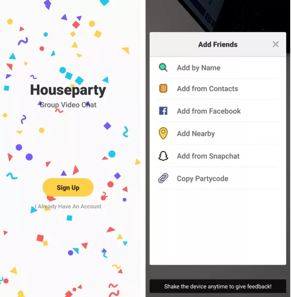 Houseparty võimaldab kasutajatel siseneda vestlussaali fotovideo kaudu: Reproduo / HouseParty