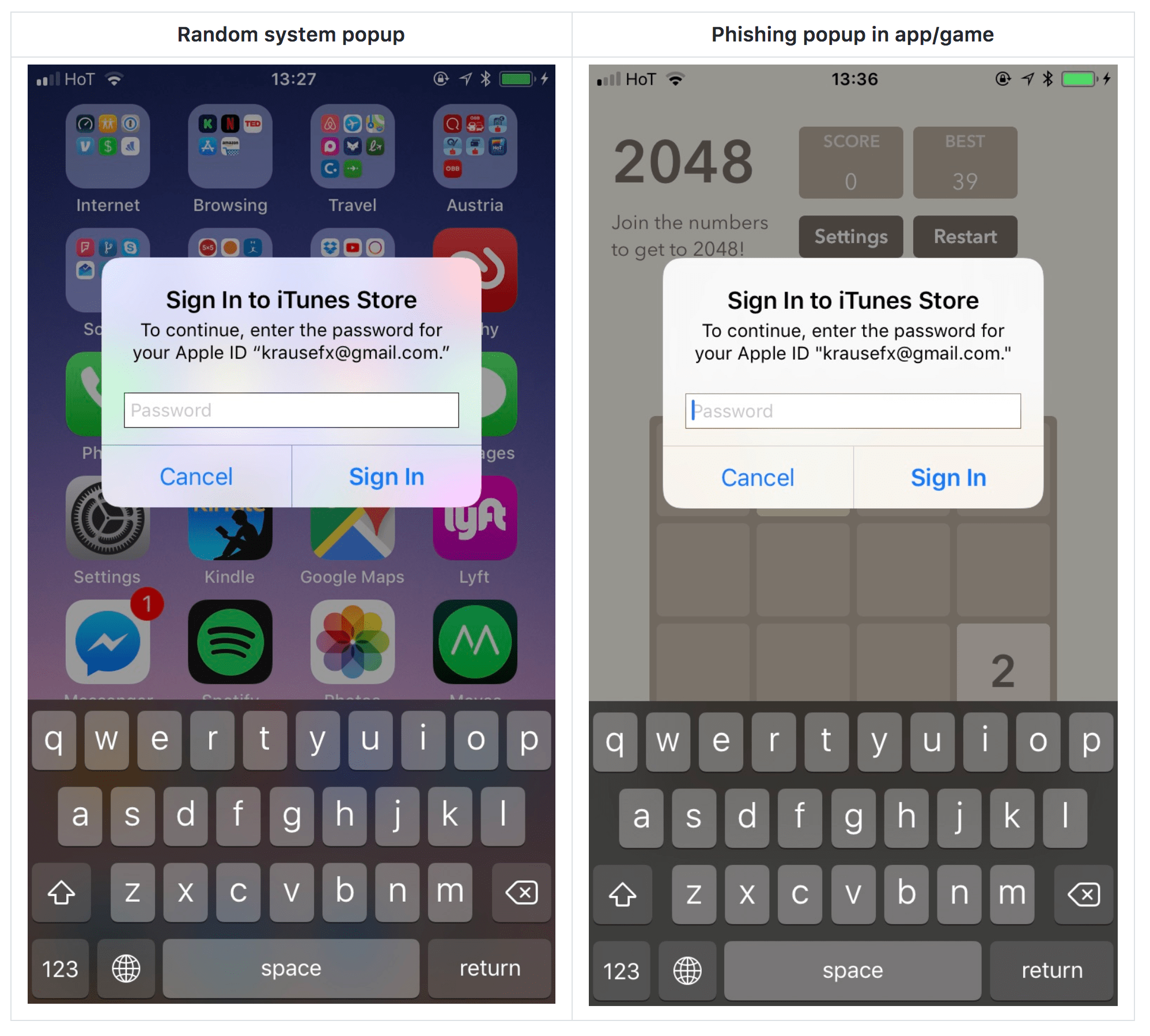 Bukti konsep serangan phishing di iOS