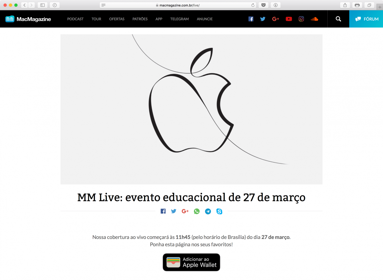 Järgmisel teisipäeval on spetsiaalne Apple'i üritus - muidugi MacMagazine'i täielik kajastus! [atualizado]