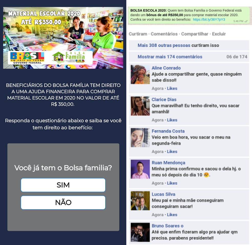 WhatsApp-i petmises mainitakse Bolsa Familia 350-dollarise võltstoetusi Foto: Reproduo / Psafe