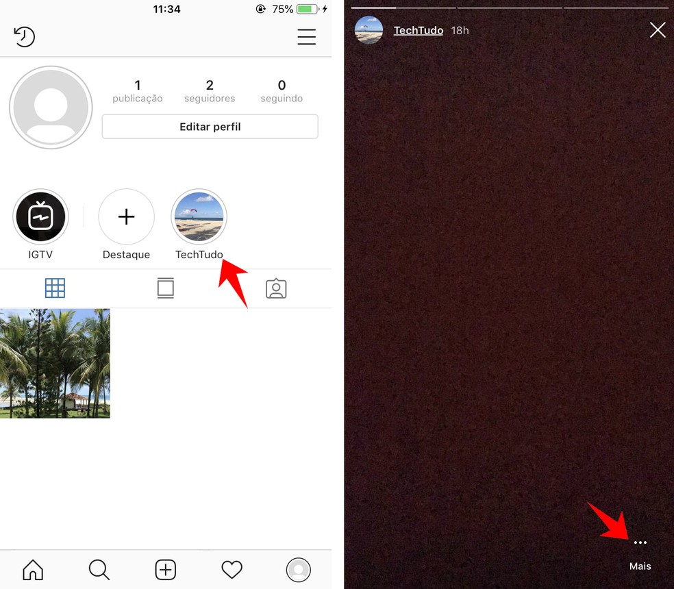 Juurdepääs Instagrami fototöötluse seadetele fotode esiletõstmiseks: Reproduo / Rodrigo Fernandes