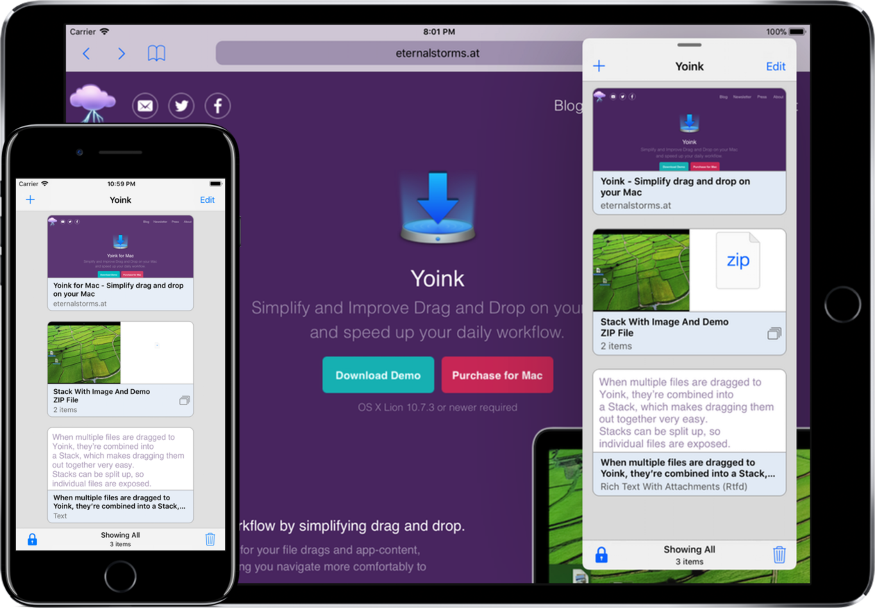 Kuulus macOS-i utiliit Yoink on iOS-is esindatud žestipõhise digitaalse rackina