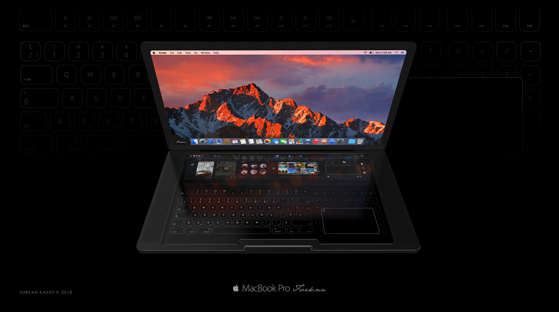 MacBook Pro Touchi tulevane kontseptsioon eemaldab füüsilise klaviatuuri -