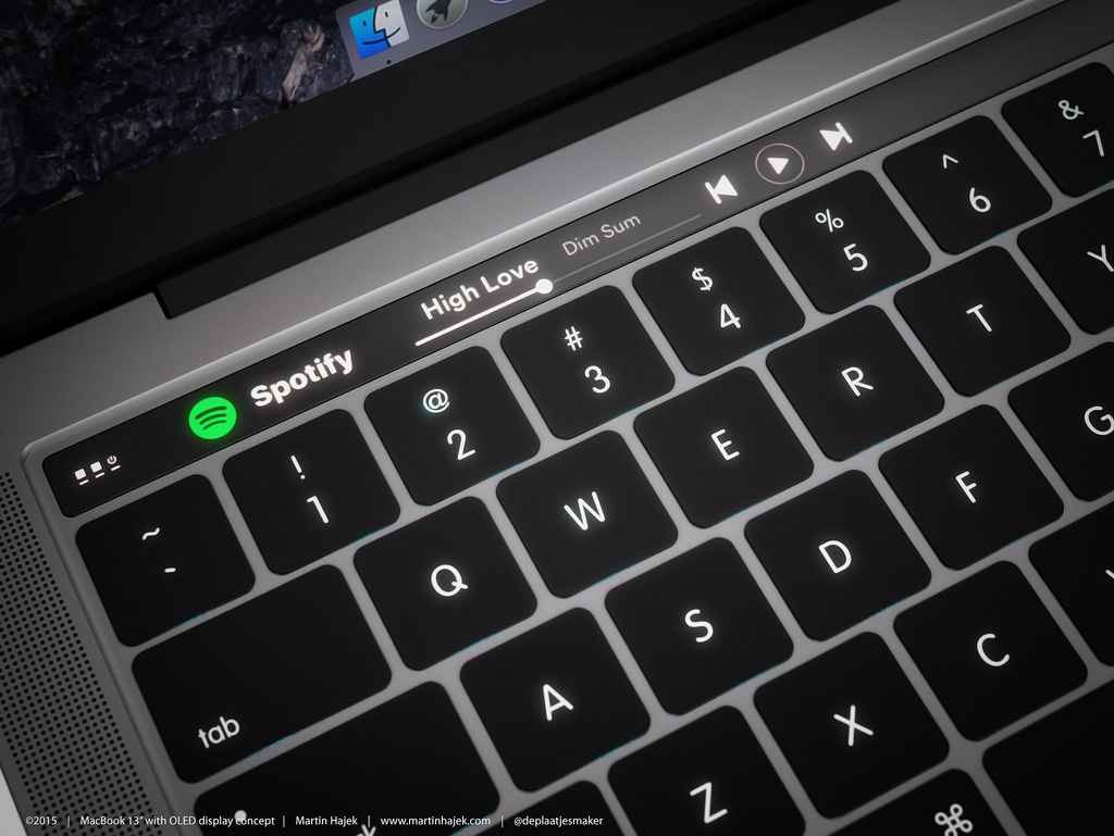 Makett näitab realistlikult, kuidas OLED ekraan uue MacBook Pro klaviatuuril välja näeb