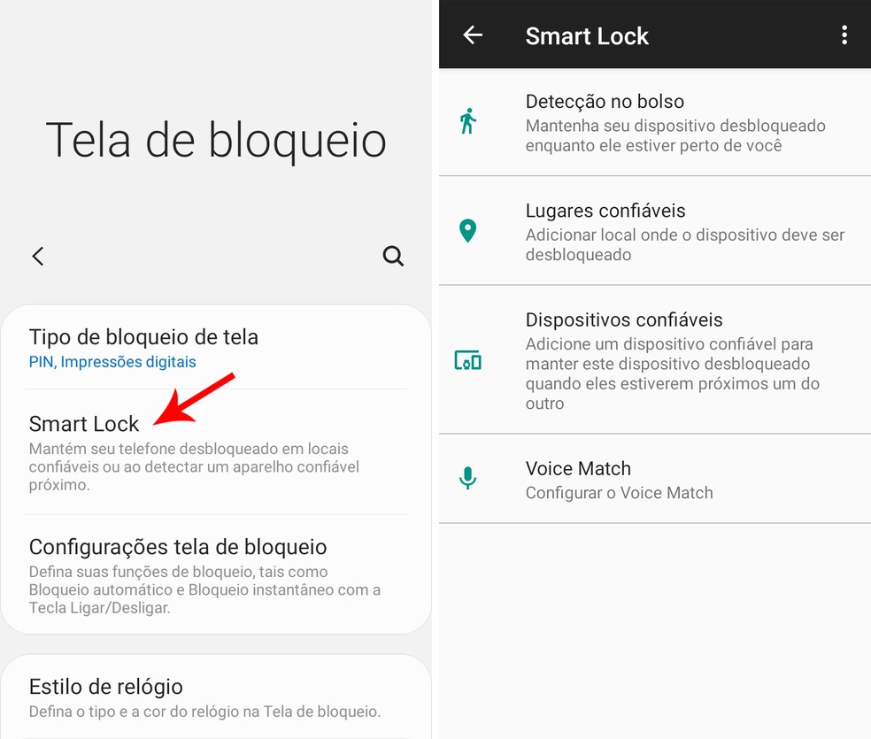Smart Locki funktsioon, mis on saadaval Androidi telefonides, võimaldab teil ekraani automaatselt avada, ilma foto PIN-i sisestamata: Reproduo / Ana Letcia Loubak