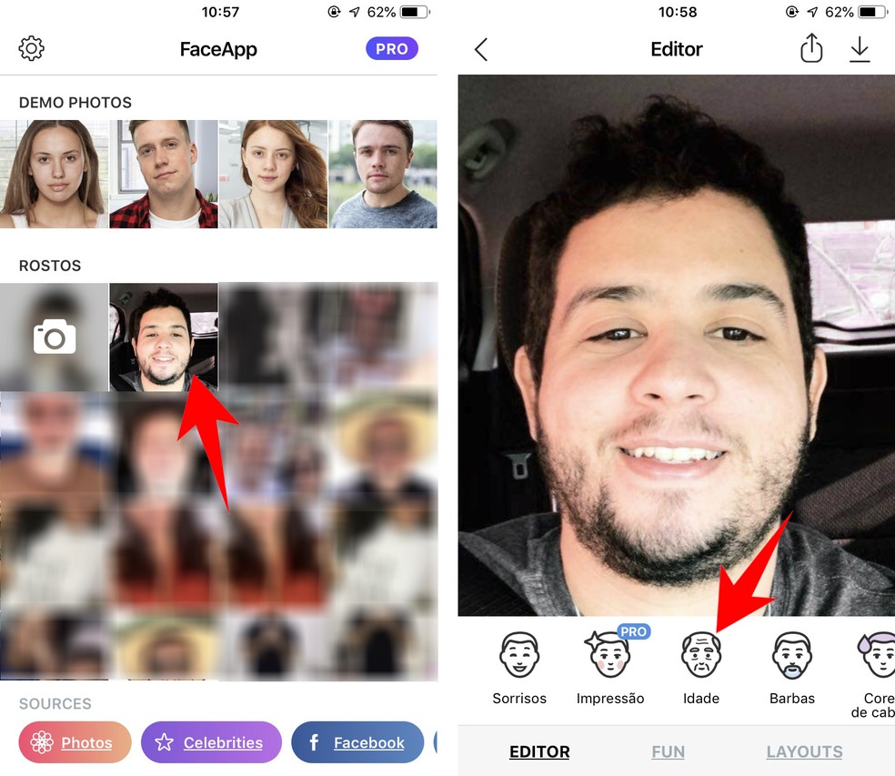 FaceApp pakub kasutaja näopildi muutmiseks mitmeid filtreid: Reproduo / Rodrigo Fernandes