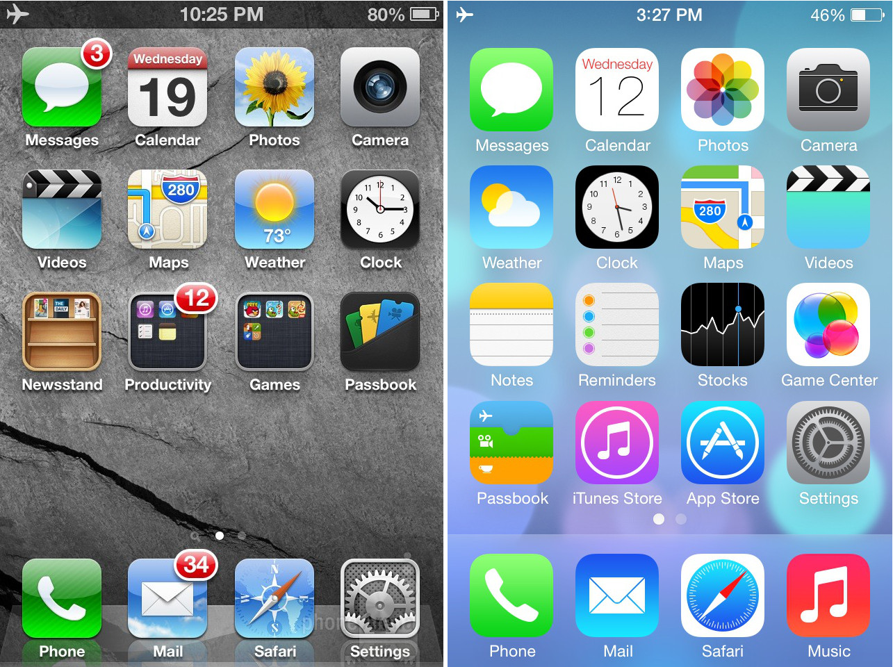 IOS 6 ja iOS 7 võrdlus