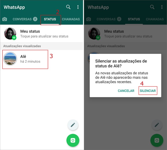 Kuidas vaigistada WhatsApi olekut