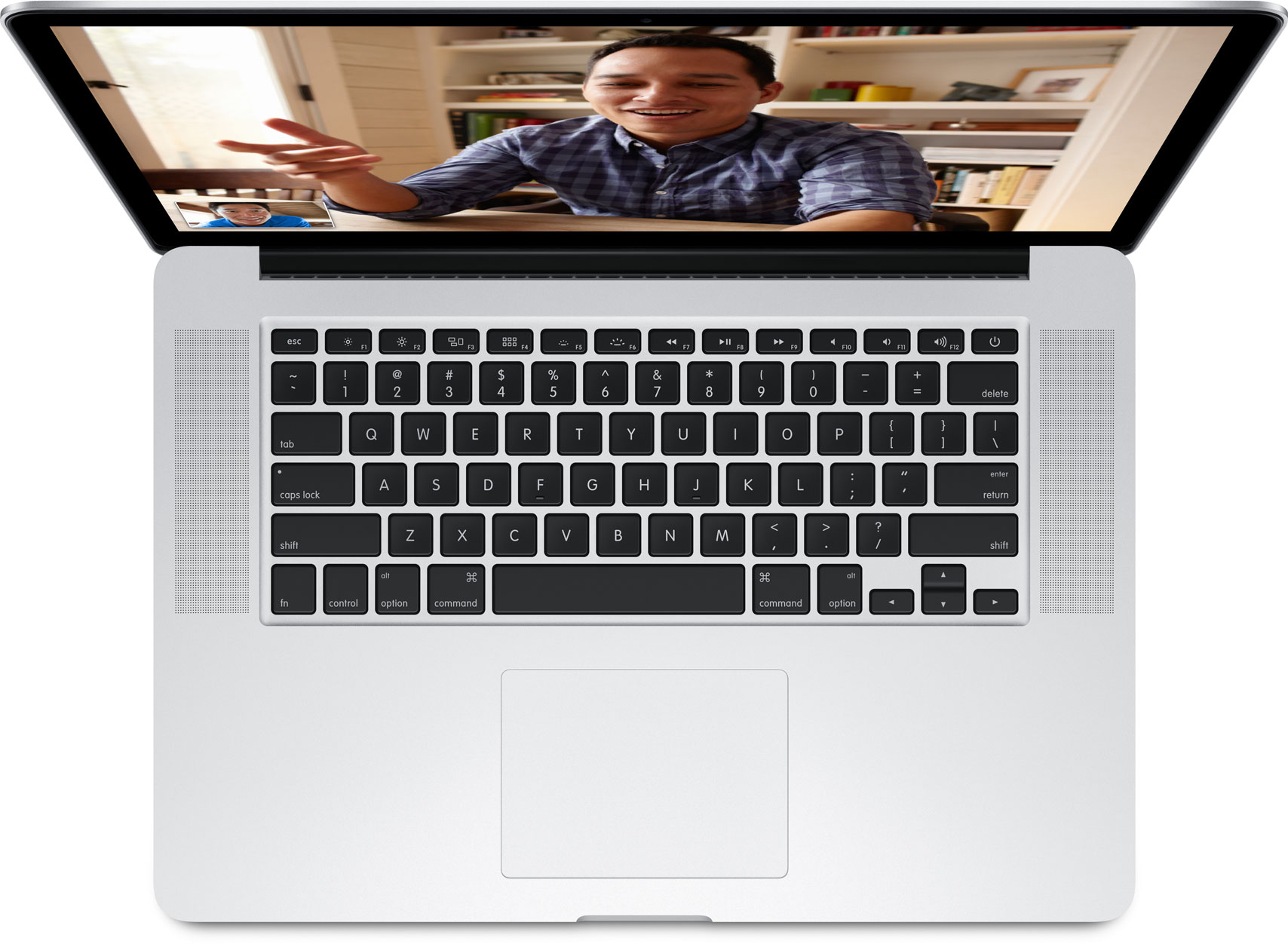MacBook Pro dengan tampilan Retina dilihat dari atas