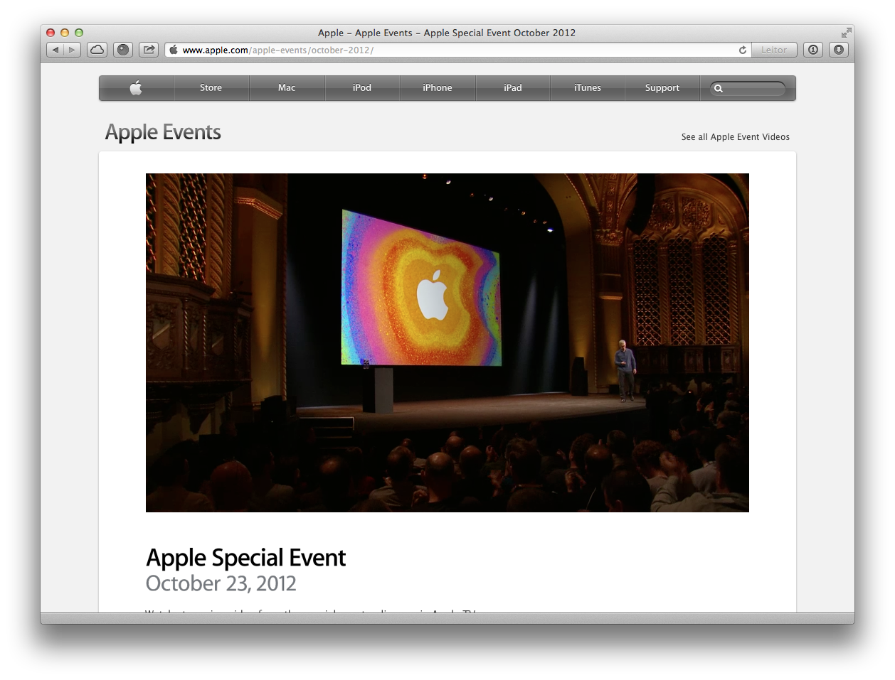 ↪ Apple'i ja iPad mini erisündmuste videod on nüüd saadaval ettevõtte veebisaidil [atualizado]