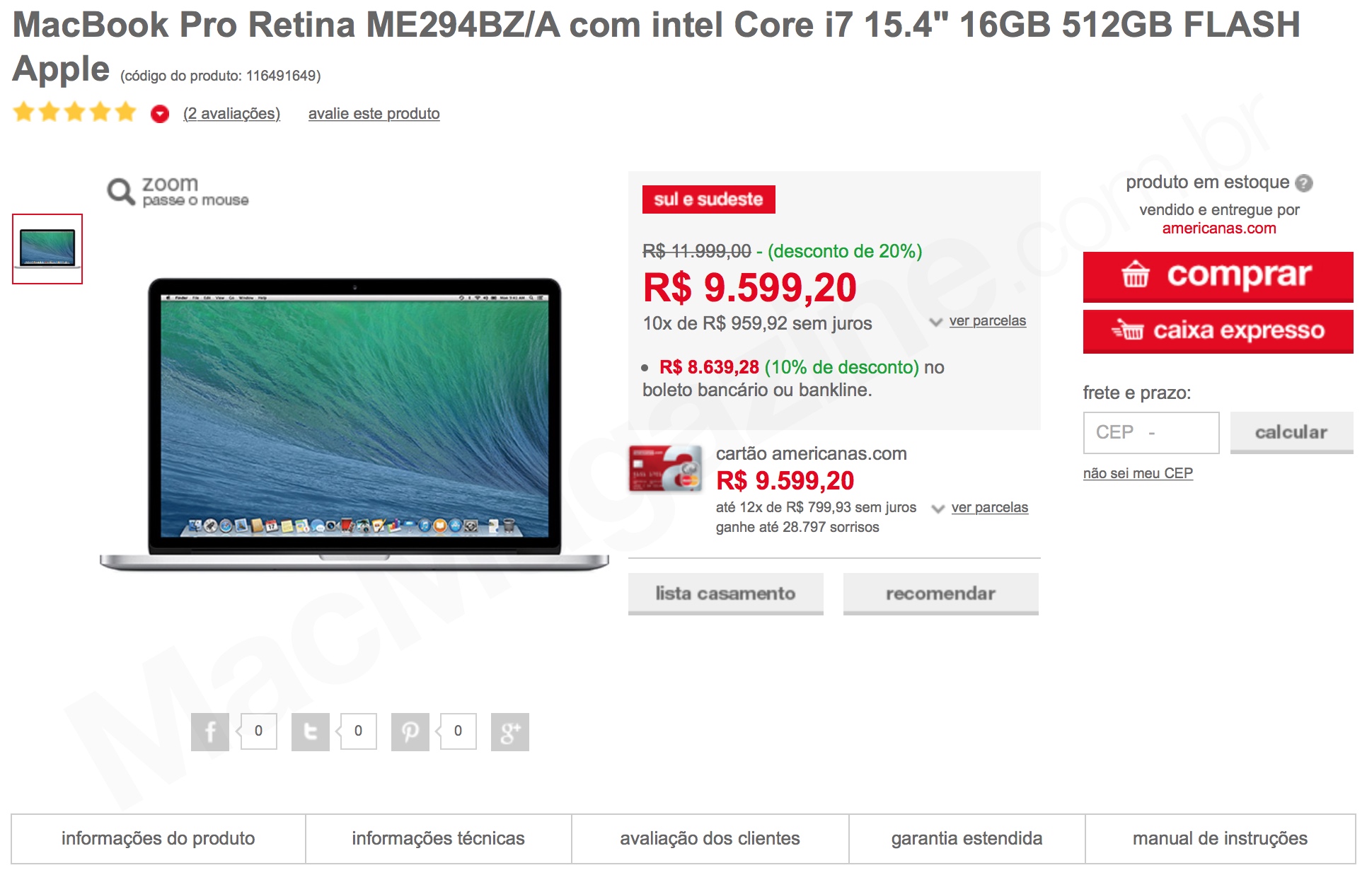 Pakkumine: 15-tolline MacBook Pro Retina (2013. aasta põlvkond, rea tipp) suurepärase allahindlusega