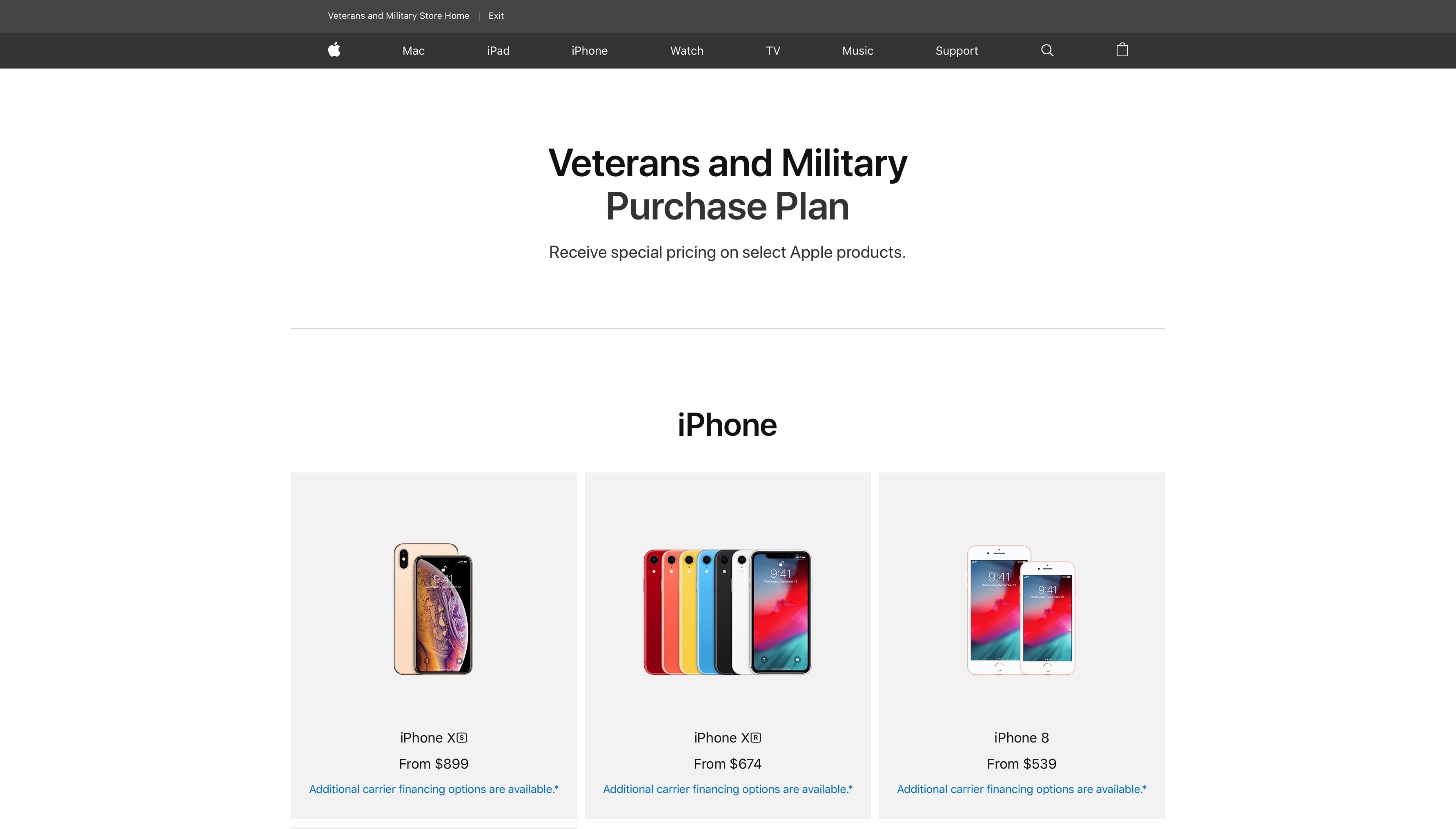 Apple'i veebipood, kus on allahindlused USA sõjaväelastele ja veteranidele