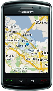 Google Maps BlackBerry Stormi jaoks kasutab minu asukoha jaoks GPS-i