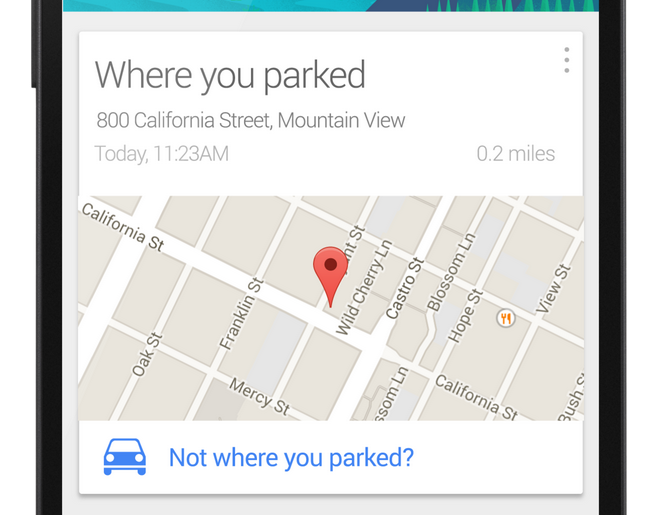 Google Now suudab meelde jätta, kuhu te oma auto parkisite