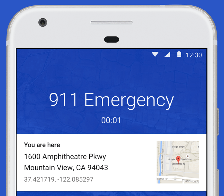 Google Phone'i rakendus näitab teie asukohta, kui abi palute