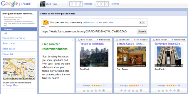 Google Places impordib Foursquare'i registreerumisi