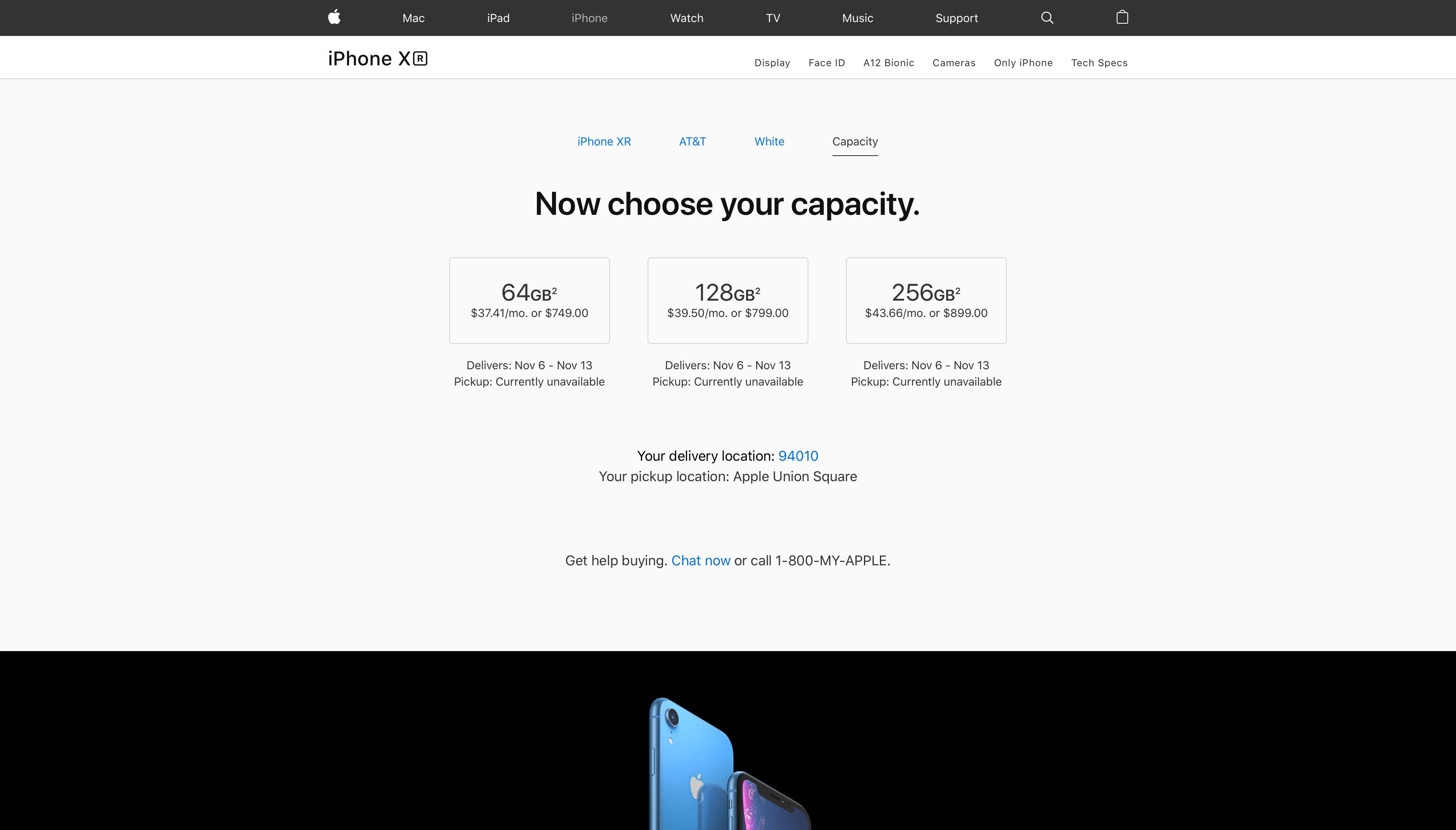 Valge iPhone XR tarneaeg Ameerika Apple'i veebipoes