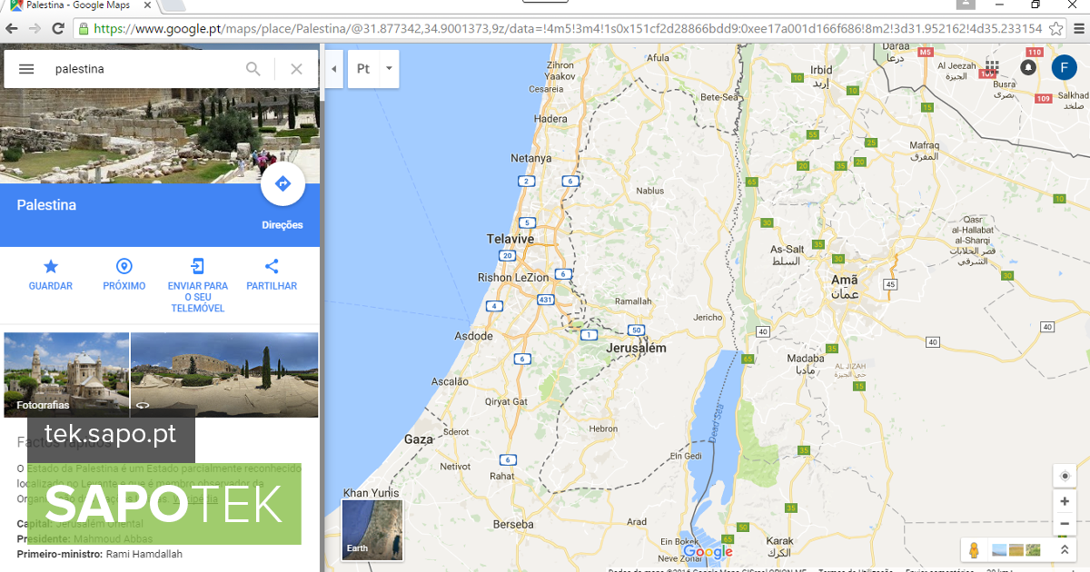 Kui proovite Google Mapsist Palestiinat otsida, peate pettuma